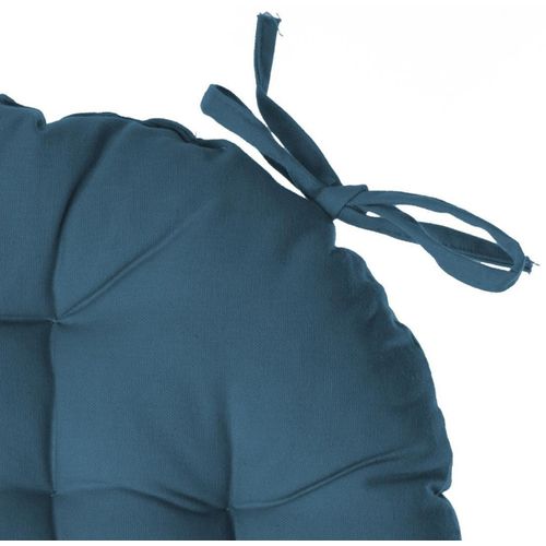 Lot De 4 Galettes De Chaise Ronde En Coton Coloris Bleu Canard - Diamètre 38 Cm