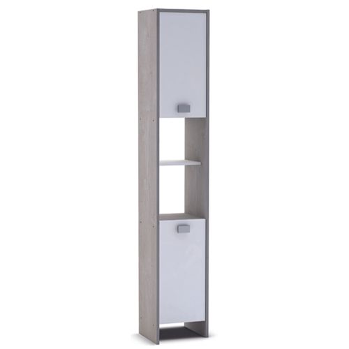 Colonne En Mélamine Avec 2 Portes, Coloris Chêne Champagne, 33.6 X 184.7 X 32.6 Cm