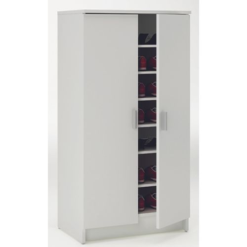 Armoire à Chaussures 2 Portes, Coloris Blanc, 54.6 X 108.4 X 35.3 Cm