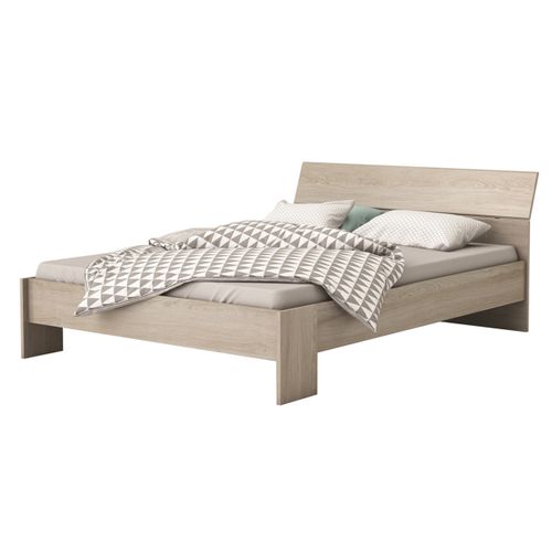 Lit En Bois Coloris Chêne Shannon - Dim : 140 X 190/200 Cm