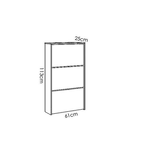 Commode Meuble à Chaussures 3 Portes Coloris Blanc - Longueur 61 X Profondeur 25 X Hauteur 113 Cm
