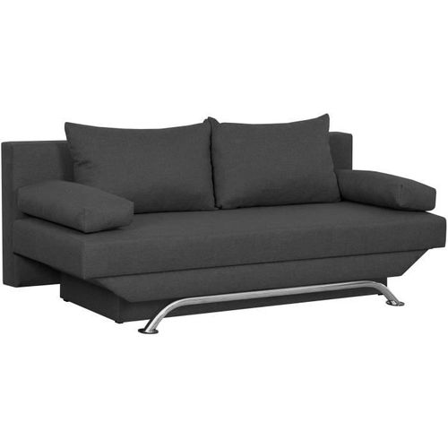 Banquette Convertible 3 Places Avec Coffre - Tissu Gris Anthracite - L187 X P 91 X H 82 Cm - Teijo