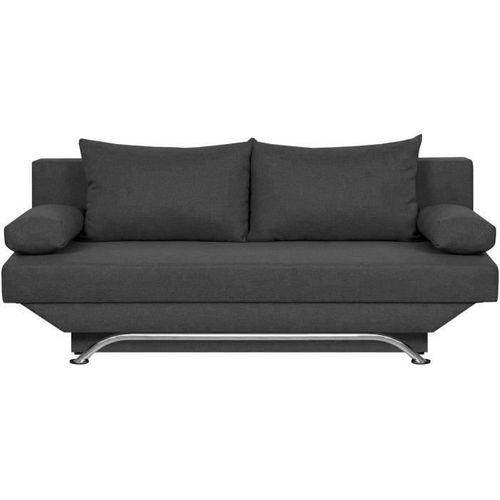 Banquette Convertible 3 Places Avec Coffre - Tissu Gris Anthracite - L187 X P 91 X H 82 Cm - Teijo