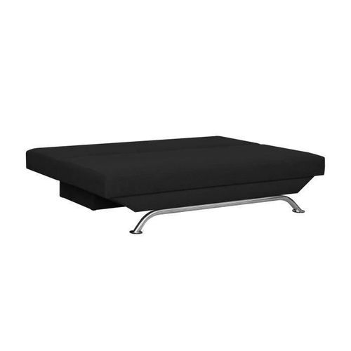 Banquette Convertible 3 Places Avec Coffre De Rangement Tissu Noir L187 X P 91 X H 82 Cm Teijo