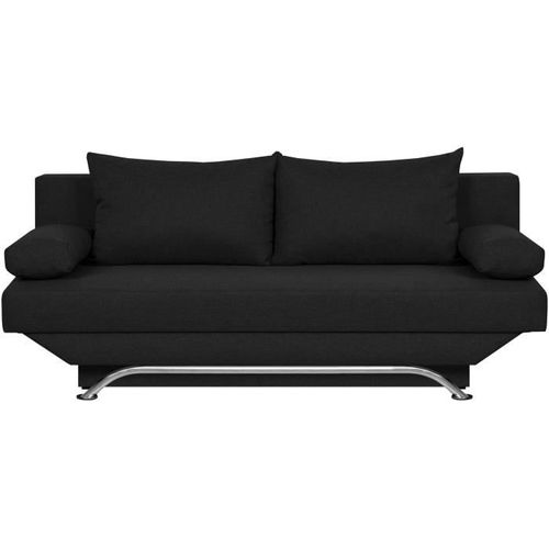 Banquette Convertible 3 Places Avec Coffre De Rangement Tissu Noir L187 X P 91 X H 82 Cm Teijo