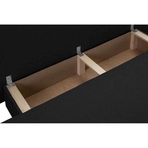 Banquette Convertible 3 Places Avec Coffre De Rangement Tissu Noir L187 X P 91 X H 82 Cm Teijo