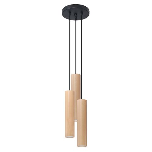 Suspension Bois Bois Naturel Gu10 3 Lino