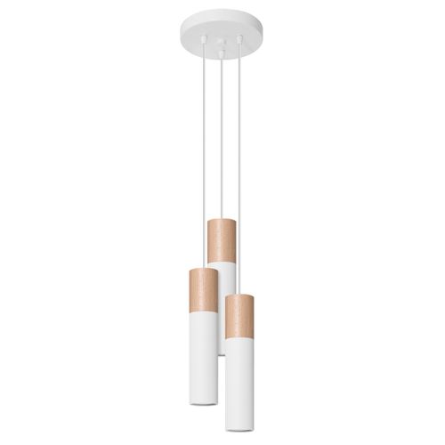 Suspension Acier Blanc/bois Naturel Gu10 3 Pablo