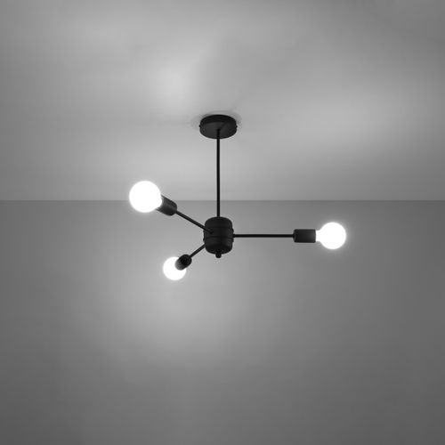 Suspension Acier Noir E27 3 Lango