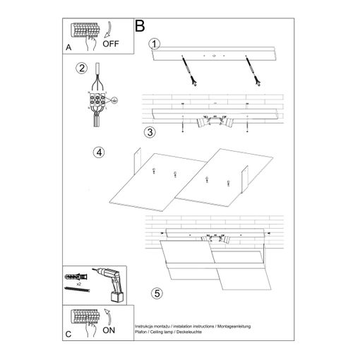 Plafonnier Acier Chrome/blanc E27 2 Massimo