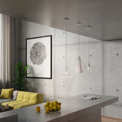 Suspension Acier Blanc E27 1 Umberto