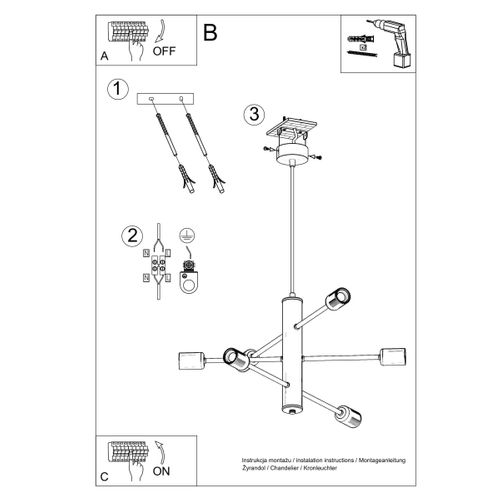 Suspension Acier Noir E27 6 Duomo