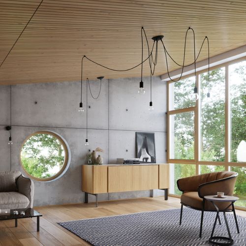 Suspension Tissu Noir E27 1 Edison Long