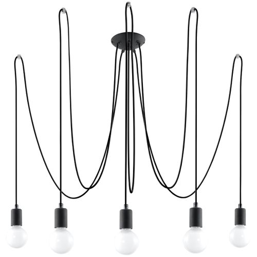 Lustre Tissu Noir E27 5 Edison