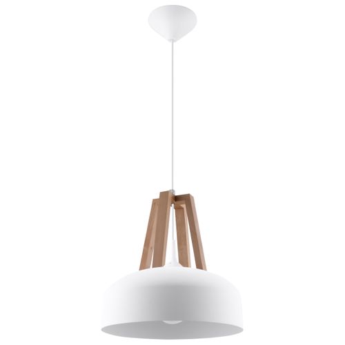 Suspension Acier Blanc/bois Naturel E27 1 Casco