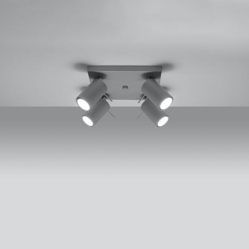 Plafonnier Acier Gris Gu10 4 Ring
