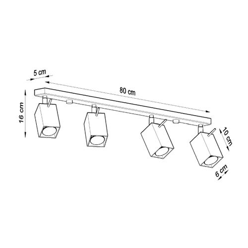 Plafonnier Acier Noir Gu10 4 Merida Line