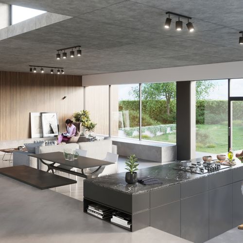 Plafonnier Acier Noir Gu10 4 Merida Line