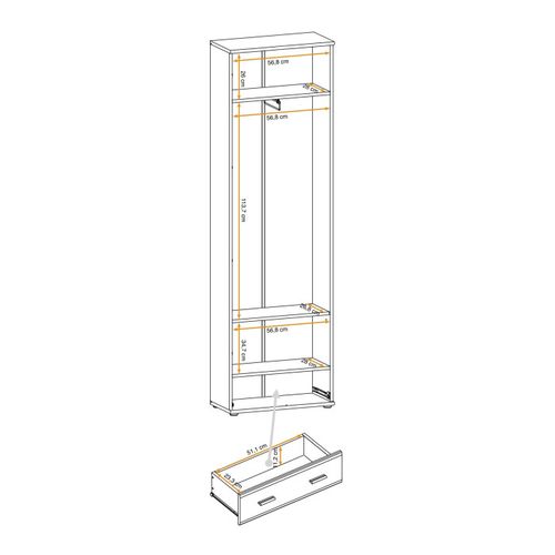 Armoire 2 Portes "armario" 203cm Chêne