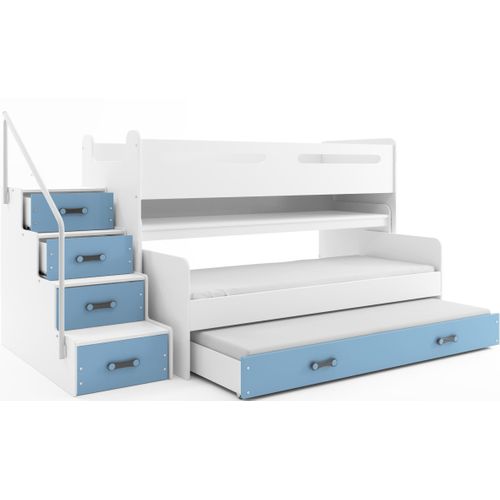 Lit Enfant Avec Bureau Max 1 Avec 3 Couchages 200x80, 190x80, 180x80 En Blanc+bleu