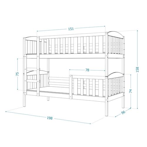 Lit Superposé Leo 90x190 Blanc - Blanc Livré Avec Sommiers