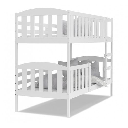 Lit Superposé Leo 90x190 Blanc - Blanc Livré Avec Sommiers