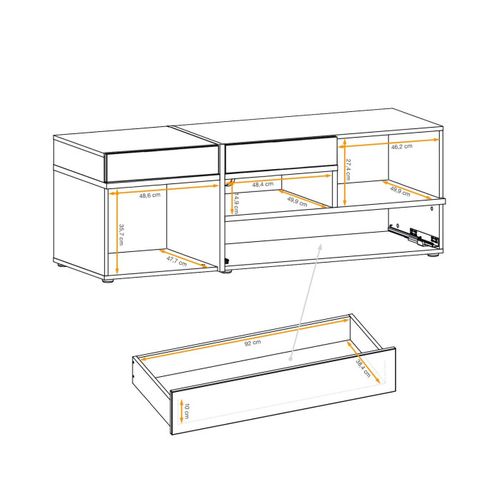 Meuble TV Design LED "cross" 150cm Blanc