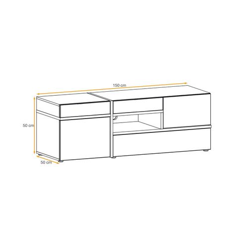 Meuble TV Design LED "cross" 150cm Blanc