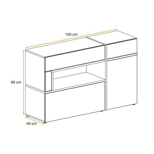 Buffet Design LED "cross" 150cm Blanc