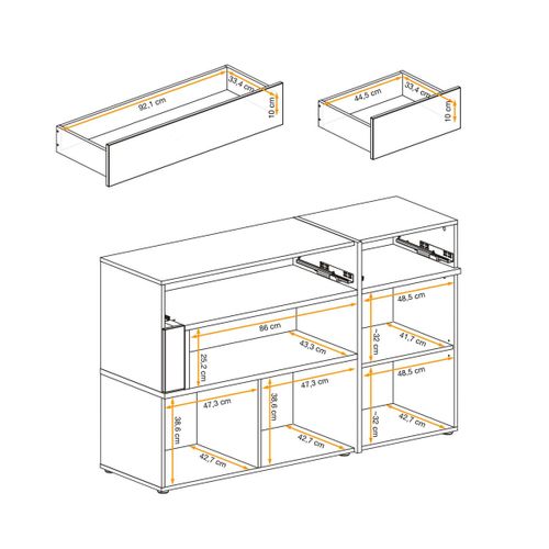 Buffet Design LED "cross" 150cm Blanc
