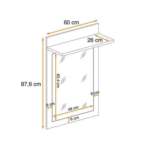 Miroir Étagère En Bois "gustavo" 88cm Naturel