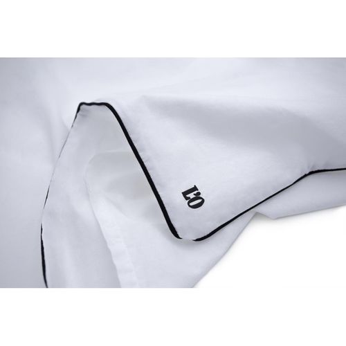 Les Signatures - Housse De Couette En Percale De Coton - Blanc/passepoil Noir - 155 X 220