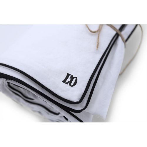 Les Signatures - Housse De Couette En Percale De Coton - Blanc/passepoil Noir - 155 X 220