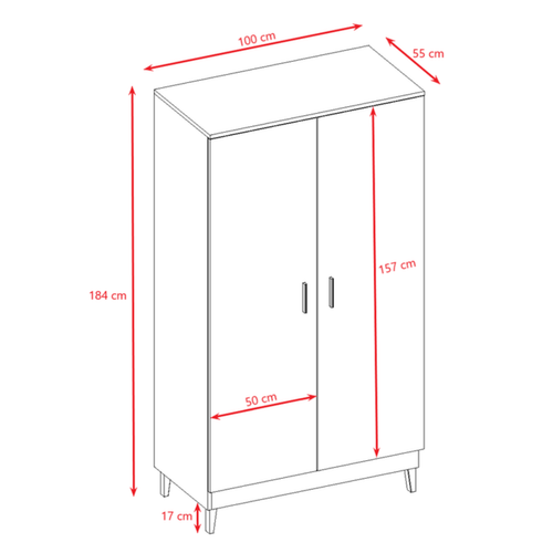Armoire 2 Portes Kubi - Gris