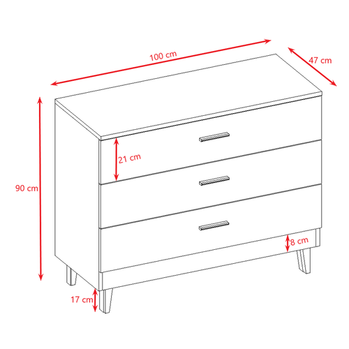 Commode 3 Tiroirs Kubi - Blanc