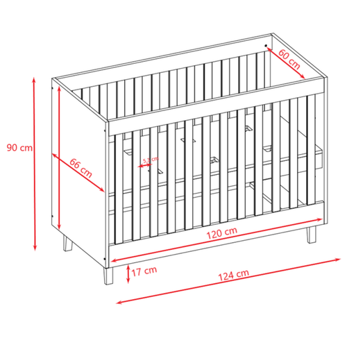 Lit Bébé 60x120 Kubi - Gris