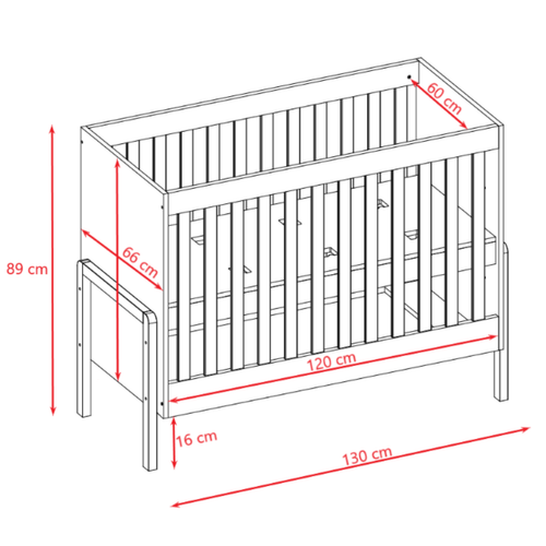 Lit Bébé 60x120 Victor - Blanc Et Chêne