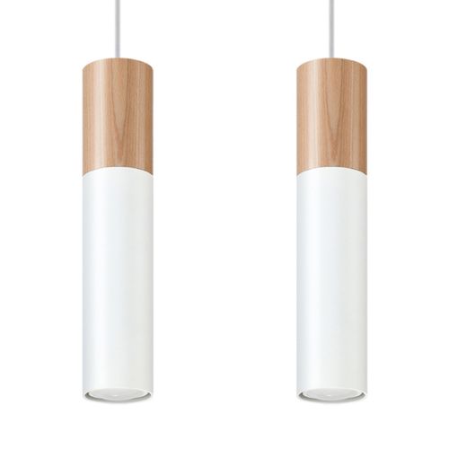 Suspension Acier Bois Naturel/blanc Gu10 2 Pablo