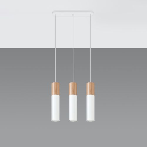 Suspension Acier Bois Naturel/blanc Gu10 3 Pablo