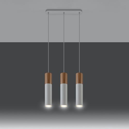 Suspension Acier Bois Naturel/blanc Gu10 3 Pablo