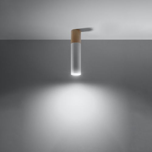 Plafonnier Acier Bois Naturel/blanc Gu10 1 Pablo
