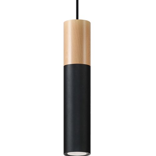 Suspension Acier Bois Naturel/noir Gu10 1 Pablo