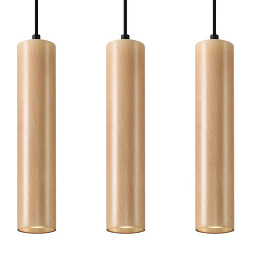Suspension Bois Bois Naturel Gu10 3 Lino Line