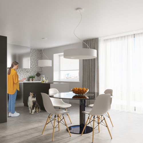 Suspension Tissu Blanc E27 5 Saturno