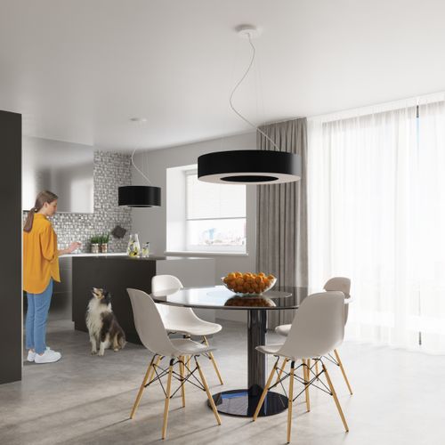 Suspension Tissu Noir E27 6 Saturno