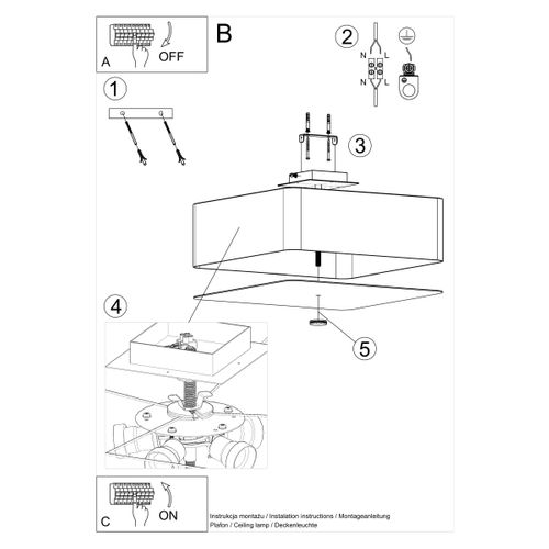 Plafonnier Tissu Blanc E27 5 Lokko