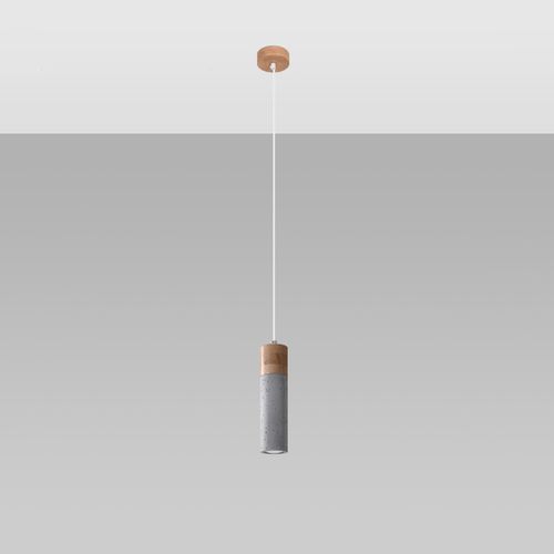 Suspension Béton Gris/bois Naturel Gu10 1 Zane