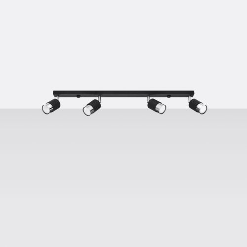 Plafonnier Acier Noir/chromé Gu10 4 Nero