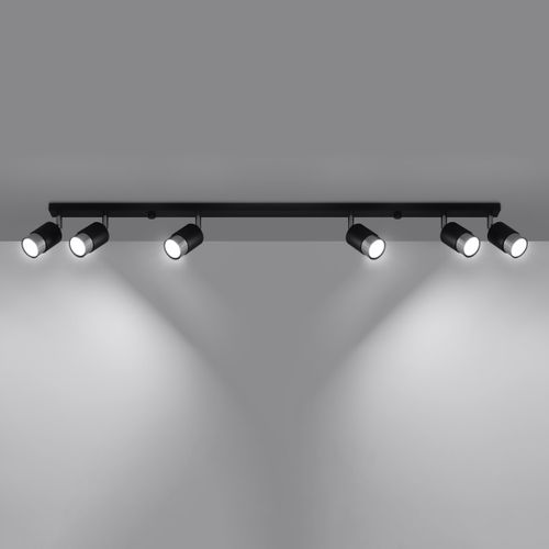 Plafonnier Acier Noir/chromé Gu10 6 Nero