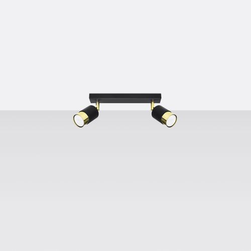 Plafonnier Acier Or/noir Gu10 2 Nero